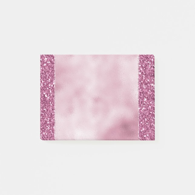 Girly Glitzy Pink Glitter Post-it Notes (Front)