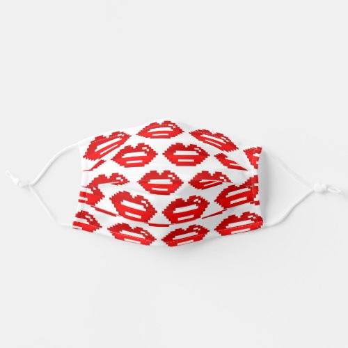 Girly glossy red pixelated kiss lips pattern print adult cloth face mask