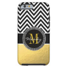 Girly Gold and Black Chevron Monogrammed