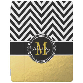 Girly Gold and Black Chevron Monogrammed iPad Smart Cover