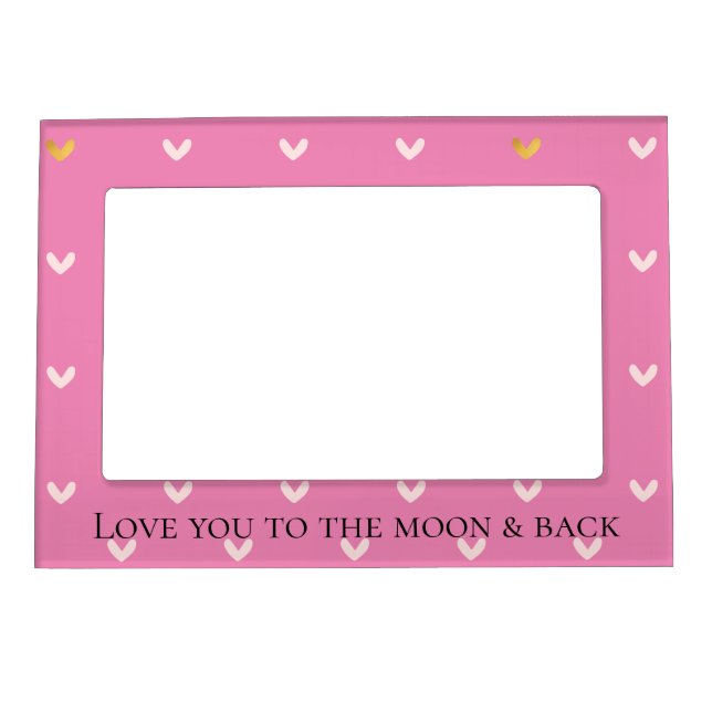 Girly Gold Blush Pink Hearts Magnetic Frame (Front)