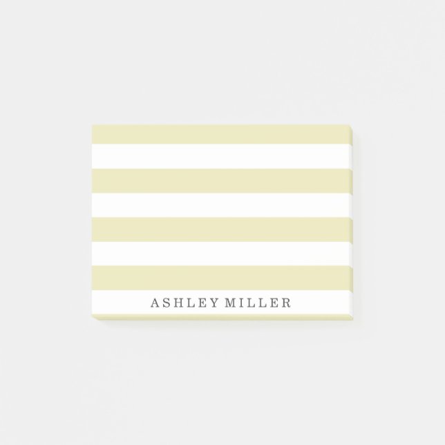 Girly Gold Classic Stripes Monogram Notes (Front)