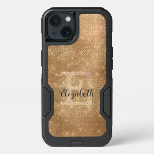 Girly Gold Diamond Sparkle Fun Chic Monogram Name iPhone 13 Case