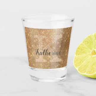 Girly Gold Diamond Sparkle Fun Chic Monogram Name Shot Glass