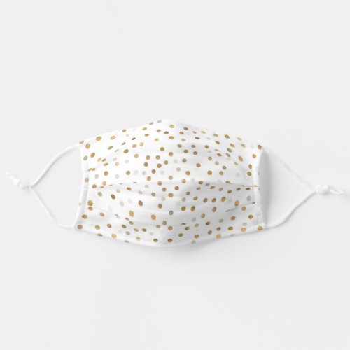 Girly Gold Dots Confetti White Design Adult Cloth Face Mask