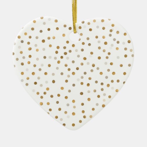 Girly Gold Dots Confetti White Design Ceramic Ornament