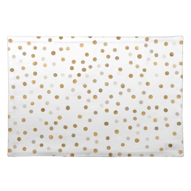 Girly Gold Dots Confetti White Design Cloth Placemat (Front)