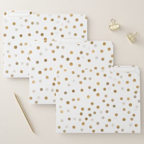 Girly Gold Dots Confetti White Design File Folder