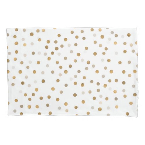 Girly Gold Dots Confetti White Design Pillow Case