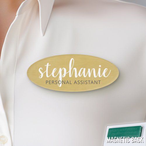 Girly Gold Foil Print _ Cute Script and Title Name Tag