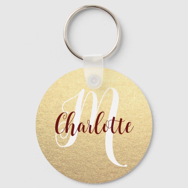 Girly Gold Glam Birthday party favor niece gift Keychain (Front)