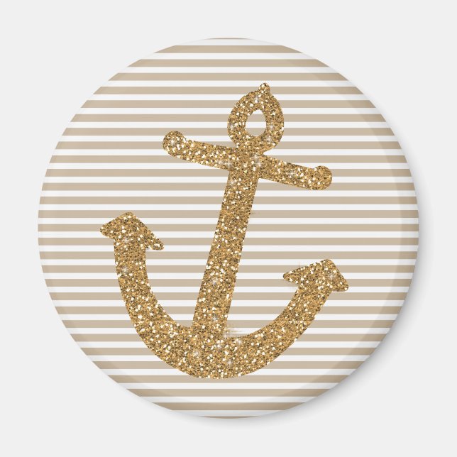 Girly Gold Glitter Anchor Magnet (Front)