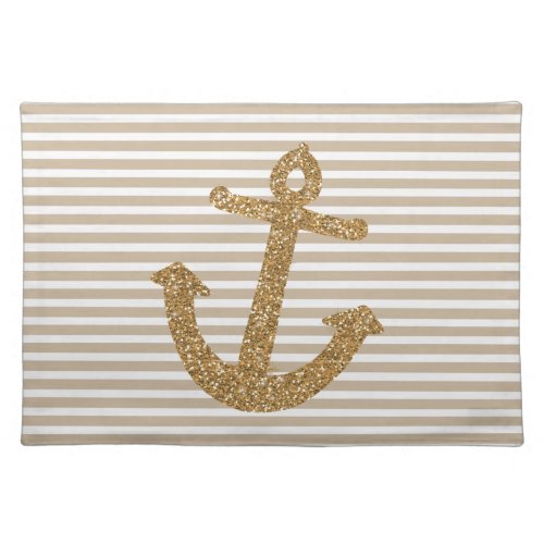 Girly Gold Glitter Anchor Placemat