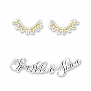 Girly Gold Glitter Eyelashes Sticker