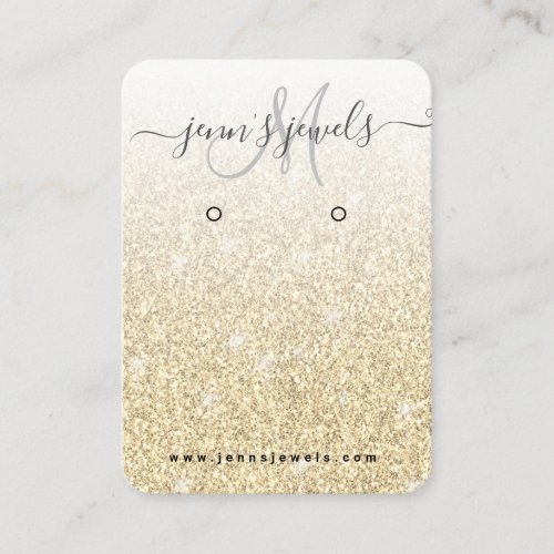 Girly Gold Glitter Logo Jewelry Earring Display Business Card