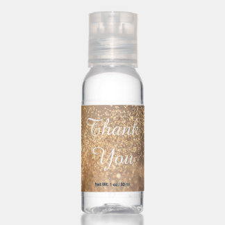Girly Gold Glitter Personalized Thank You Hand Sanitizer