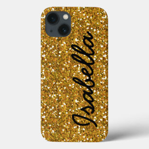 GIRLY GOLD GLITTER PRINTED PERSONALIZED iPhone 13 CASE
