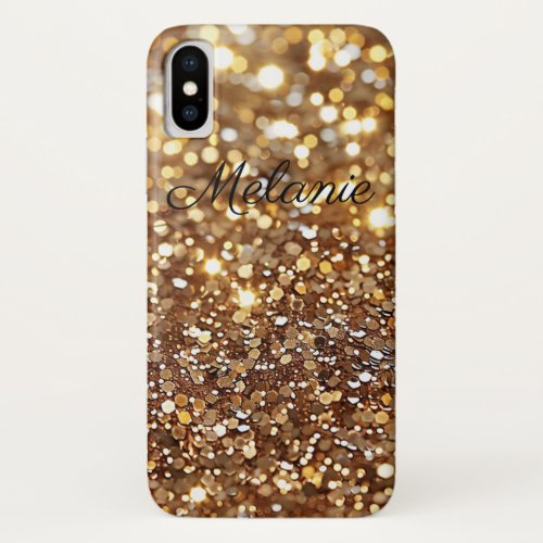 Girly Gold Glitter Sparkle Name Case_Mate iPhone X Case