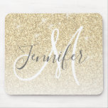 Girly Gold Glitter Sparkles Monogram Name Mouse Pad at Zazzle