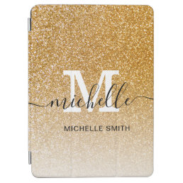 Girly Gold Glittery Sparkle Chic Monogram iPad Air Cover