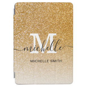 Girly Gold Glittery Sparkle Chic Monogram iPad Air Cover