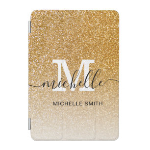 Girly Gold Glittery Sparkle Chic Monogram iPad Mini Cover
