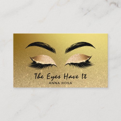  Girly Gold Golden Lashes Extensions Brows Business Card