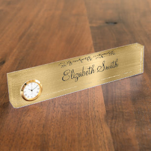 Girly Gold Metallic Desk Name Plate