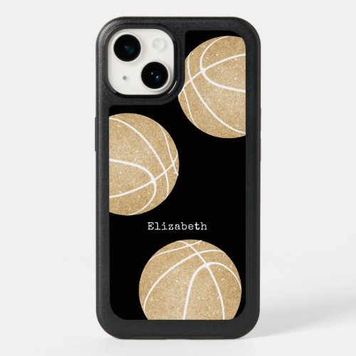 girly gold personalized basketball OtterBox iPhone 14 case