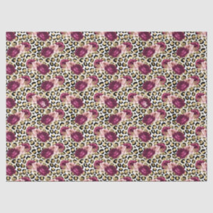 Girly Gold Pink Floral Leopard Print Tissue Paper