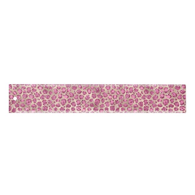 Girly Gold Pink Leopard Print Glitz       Ruler (Front)