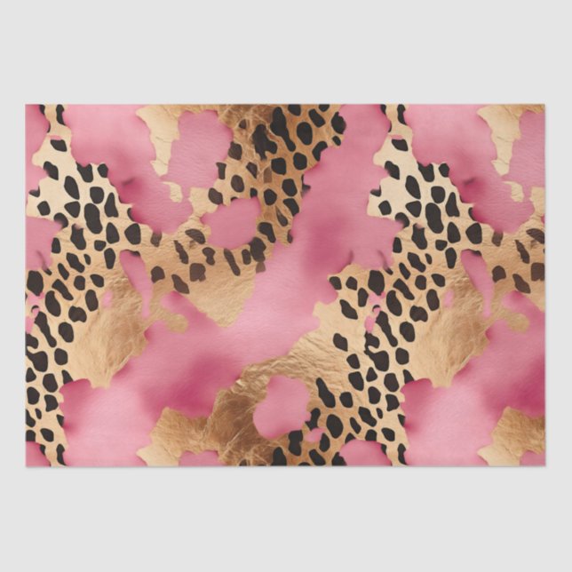 Girly Gold Pink Leopard Tissue Paper (Front)