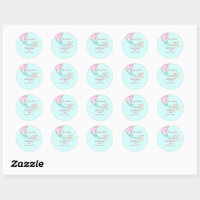 Girly Gold Pink Mint Mermaid Tail Pool Birthday Classic Round Sticker