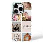 girly gold pink monogram love photo collage grid