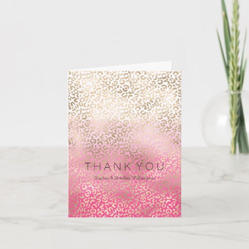 Girly Gold Pink Ombre Leopard Print Thank you