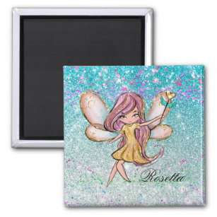 Girly Gold Purple Blue Glitter Sparkle Fairy Dust Magnet