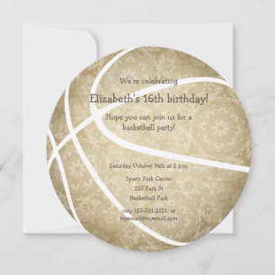 girly golden basketball sports birthday announcement