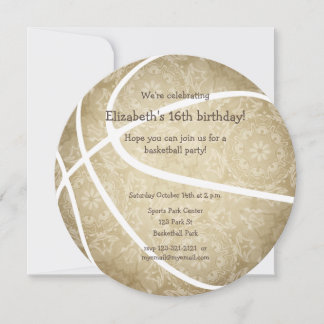 girly golden basketball sports birthday announcement