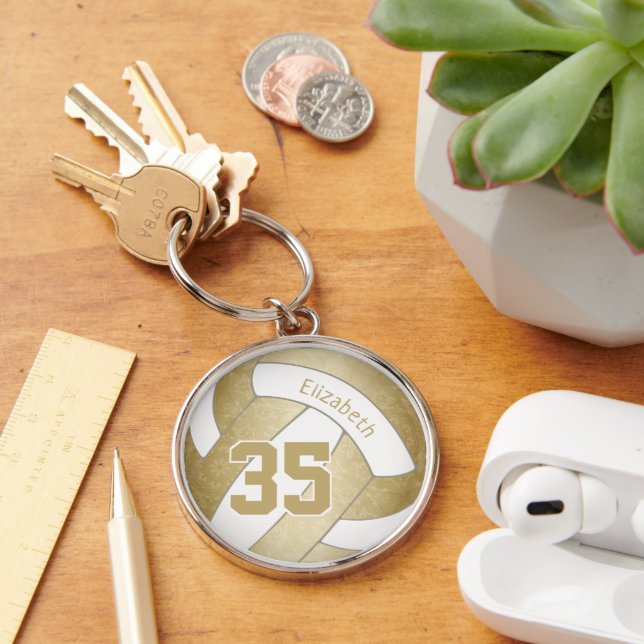 girly golden personalized volleyball keychain (Desk)
