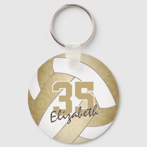 girly golden personalized volleyball keychain