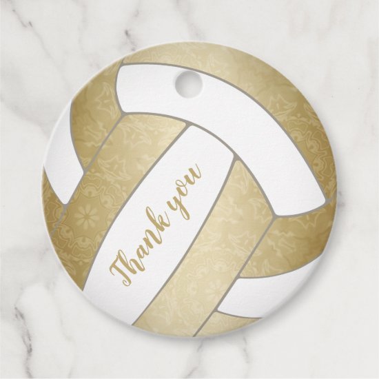girly golden volleyball thank you favor tags