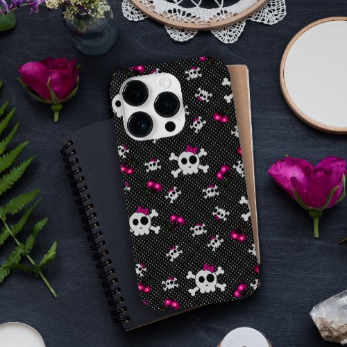 Girly Goth Skulls with Pink Bows  Case_Mate iPhone 14 Pro Case