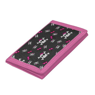 Girly Gothic Skulls Trifold Wallet