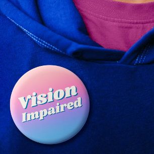 Girly Gradient Pink Blue Vision Impaired Button