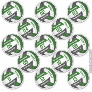 girly green black volleyball player names set 13 sticker