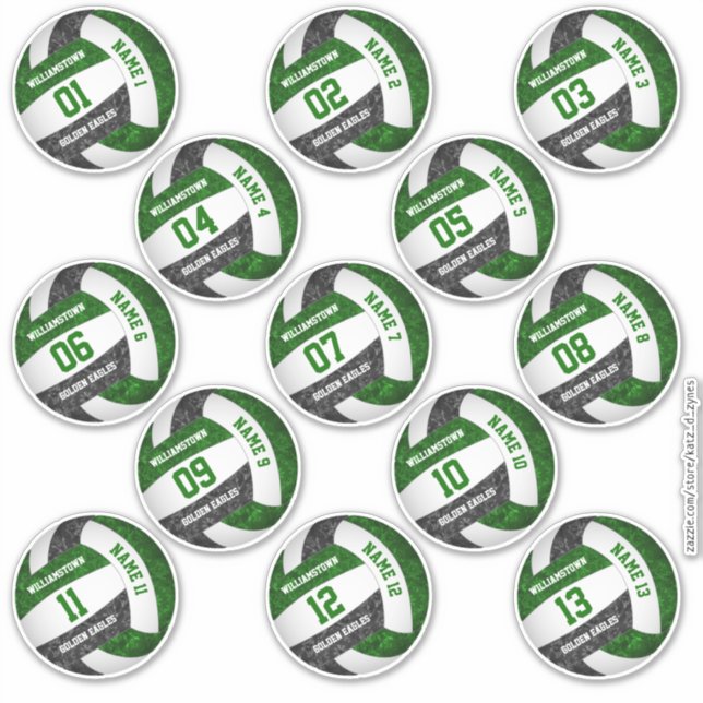 girly green black volleyball player names set 13 sticker (Front)