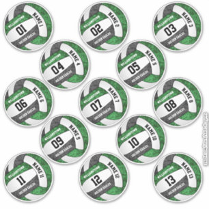 girly green black volleyball player names set 13 sticker