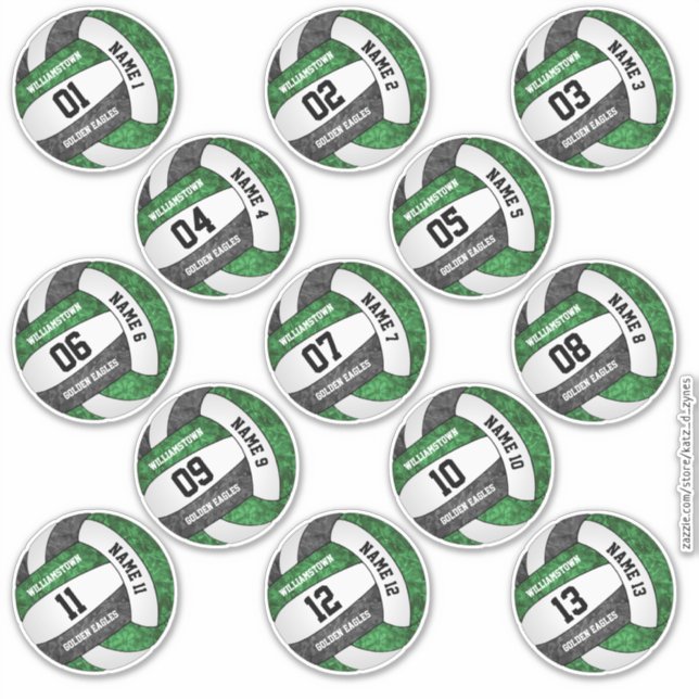 girly green black volleyball player names set 13 sticker (Front)