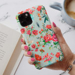 Girly green floral flowers & roses insects pattern iPhone 13 case<br><div class="desc">Girly Grey green floral flowers & roses pattern insects</div>