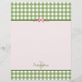 Girly Green Gingham Monogram With Name by PhotographyTKDesigns at Zazzle